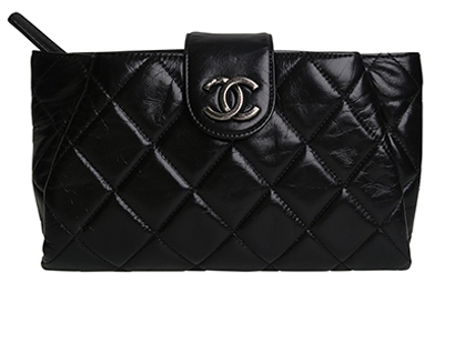 Glazed Calfskin Quilted Coco Pleats Clutch, &pound;1,200, Front view